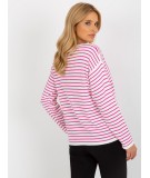 Dryžuotas megztinis moterims Rue PARIS (Baltos ir rožinės spalvų)